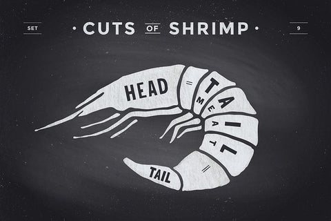 Cuts of Shrimp Black Ornate Wood Framed Art Print with Double Matting by Foxys Graphics