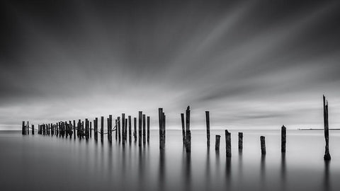 Fine Art Seascape Black Ornate Wood Framed Art Print with Double Matting by Andritoiu, M.