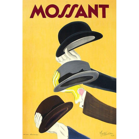 Mossant Hats Gold Ornate Wood Framed Art Print with Double Matting by Cappiello,Leonetto