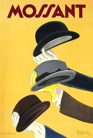 Mossant Hats White Modern Wood Framed Art Print with Double Matting by Cappiello,Leonetto