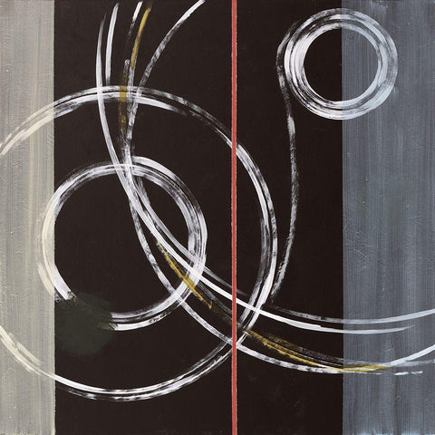 Abstract with Rings White Modern Wood Framed Art Print with Double Matting by Anonymous