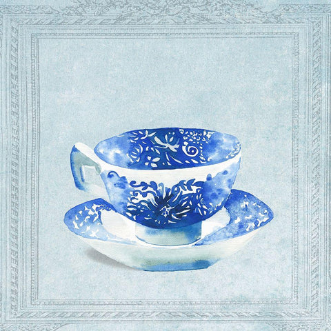 Beautiful Patterned Tea Cup White Modern Wood Framed Art Print with Double Matting by Dolzhenko, Anna