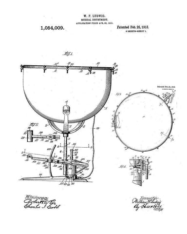 Kettle drum Diagram Black Ornate Wood Framed Art Print with Double Matting by Anonymous