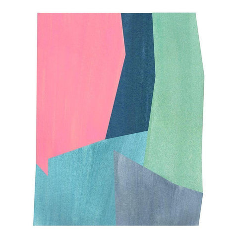 Pink and Grey Abstract Gold Ornate Wood Framed Art Print with Double Matting by Inuit