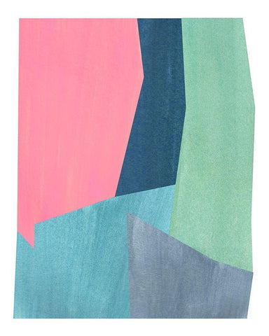 Pink and Grey Abstract White Modern Wood Framed Art Print with Double Matting by Inuit