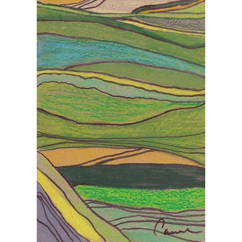 Landscape Abstract Gold Ornate Wood Framed Art Print with Double Matting by Carroccio, Lisa