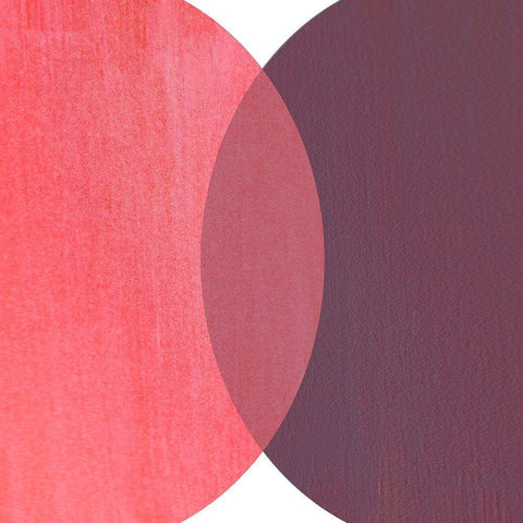 Abstract Circles Red White Modern Wood Framed Art Print with Double Matting by Inuit