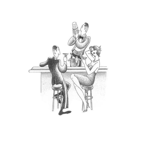 Lets Do Cocktails Black Ornate Wood Framed Art Print with Double Matting by Vilar, Roger