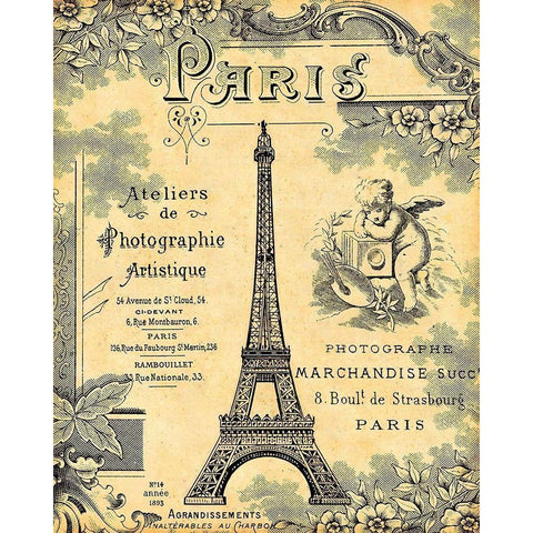 Paris 1900 Black Modern Wood Framed Art Print by Lynea