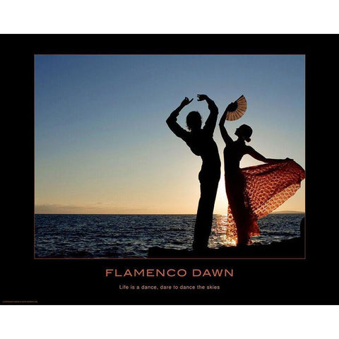 Flamenco Dawn Black Modern Wood Framed Art Print by Anonymous