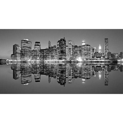 Downtown Lights White Modern Wood Framed Art Print by Mortula