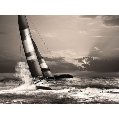 Race Day Black Modern Wood Framed Art Print by Anonymous