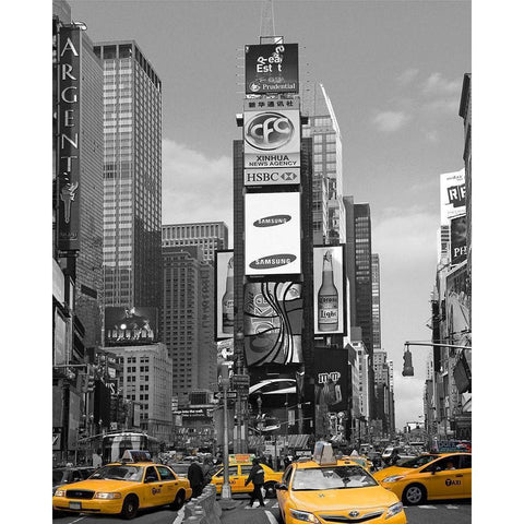 Yellow Cabs at Times Square North Gold Ornate Wood Framed Art Print with Double Matting by Maloratsky, Igor
