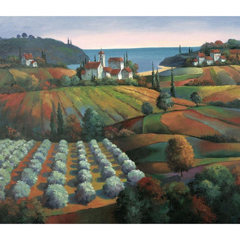 Toscany Vista II Black Modern Wood Framed Art Print with Double Matting by Unknown