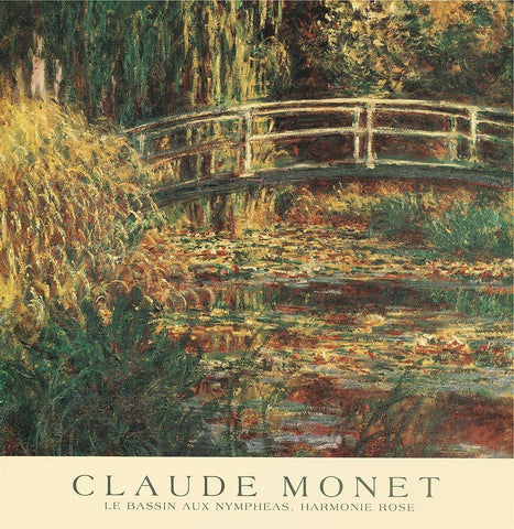 Le Bassin aux Nympheas White Modern Wood Framed Art Print with Double Matting by Monet, Claude