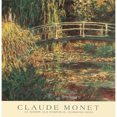 Le Bassin aux Nympheas Gold Ornate Wood Framed Art Print with Double Matting by Monet, Claude
