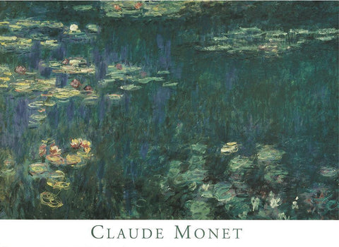 Water Lilies White Modern Wood Framed Art Print with Double Matting by Monet, Claude
