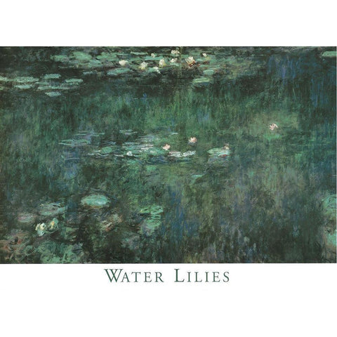 Water Lilies Gold Ornate Wood Framed Art Print with Double Matting by Monet, Claude