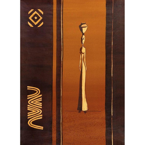 African Doll Gold Ornate Wood Framed Art Print with Double Matting by Unknown