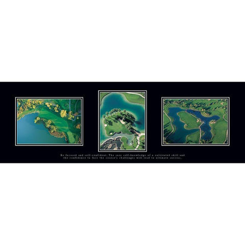 Golf Triptych Black Modern Wood Framed Art Print with Double Matting by Frontline