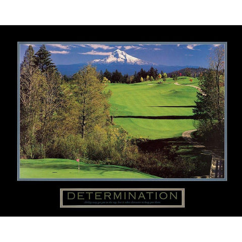 Determination - Golf Gold Ornate Wood Framed Art Print with Double Matting by Frontline