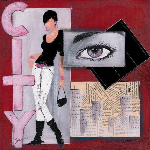 CIty II Black Modern Wood Framed Art Print with Double Matting by Johanna