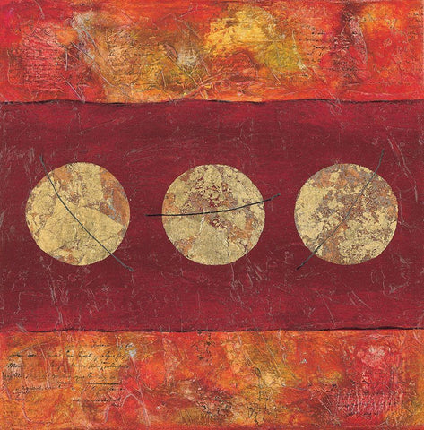 Les trois lunes Black Ornate Wood Framed Art Print with Double Matting by Garrido, Jerome