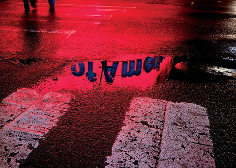 NY Reflets IV White Modern Wood Framed Art Print with Double Matting by Setboun, Michel