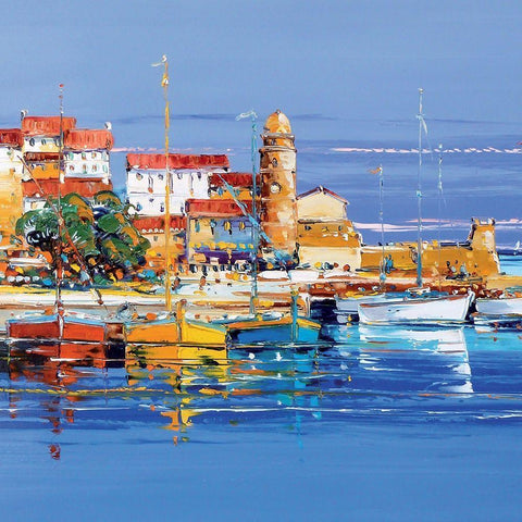 Collioures  Black Modern Wood Framed Art Print with Double Matting by Corbiere