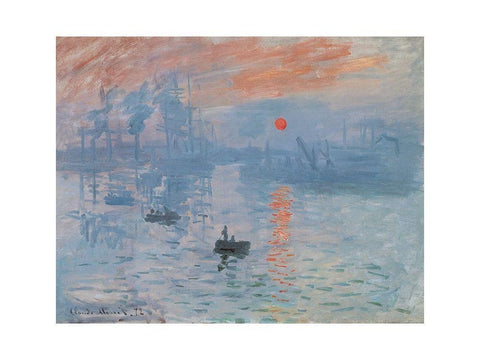 Impression, soleil levant White Modern Wood Framed Art Print with Double Matting by Monet, Claude