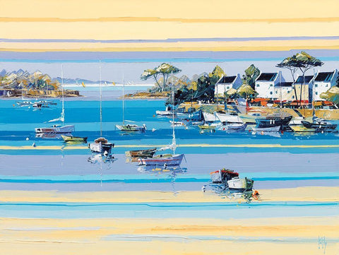 Presquile II White Modern Wood Framed Art Print with Double Matting by Kerfily