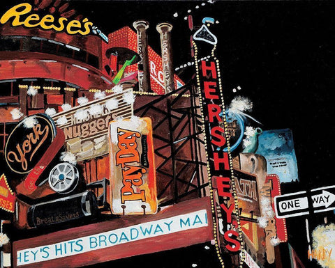 Bonbons, caramels… White Modern Wood Framed Art Print with Double Matting by Toque, Harry