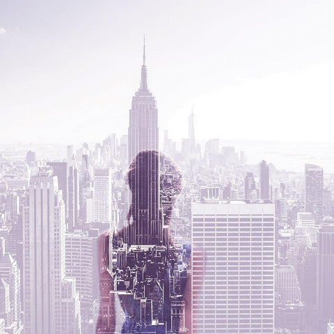 Femme à New York White Modern Wood Framed Art Print with Double Matting by Braun Studio