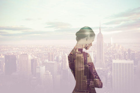 Femme pensive à New York White Modern Wood Framed Art Print with Double Matting by Braun Studio