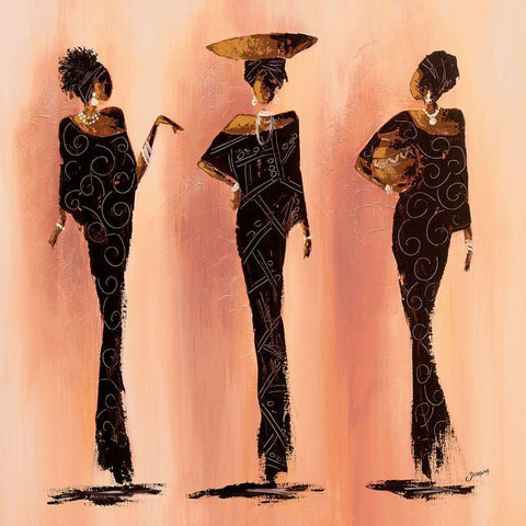 Entre femmes I Black Ornate Wood Framed Art Print with Double Matting by Johanna