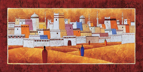 Cite du sud White Modern Wood Framed Art Print with Double Matting by Moga