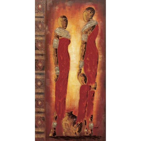 Femmes massai Black Modern Wood Framed Art Print by Johanna