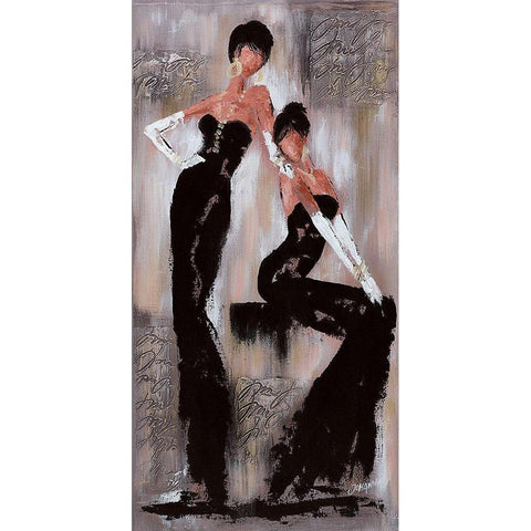 Histoires de filles II Black Modern Wood Framed Art Print with Double Matting by Johanna