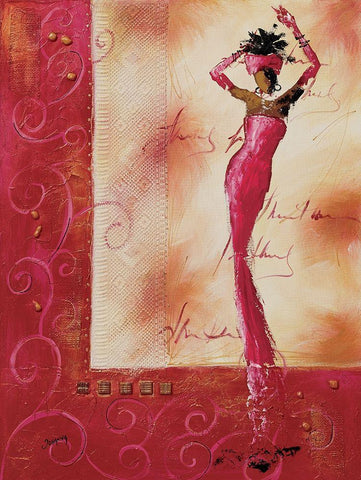 Allez venez danser I Black Ornate Wood Framed Art Print with Double Matting by Johanna