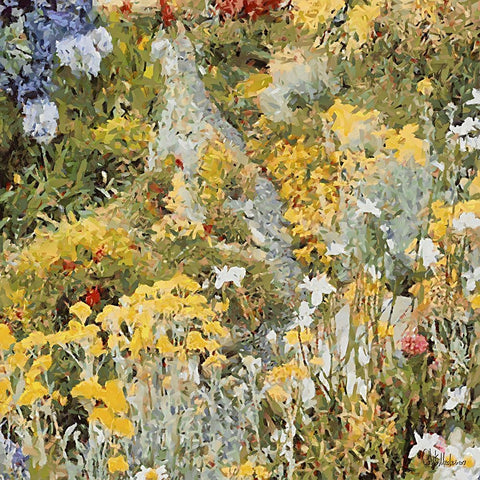 Landscapes in Monet Style III White Modern Wood Framed Art Print with Double Matting by Medeiros, Celito