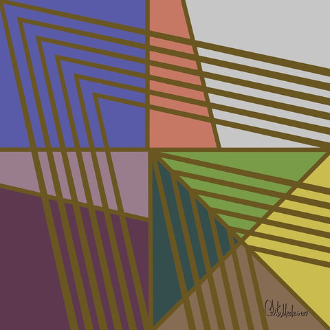 A Game with Abstract Shapes XX White Modern Wood Framed Art Print with Double Matting by Medeiros, Celito