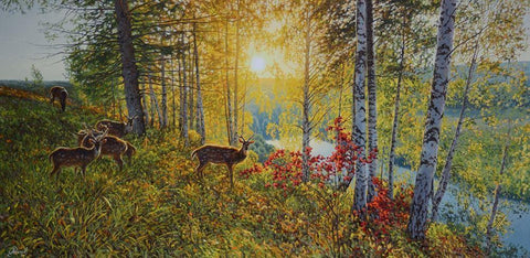 Autumn Day Black Ornate Wood Framed Art Print with Double Matting by Adamov, Alexey
