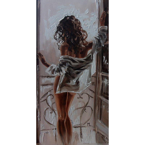 I am Waiting for You Black Modern Wood Framed Art Print by Luniak, Monika