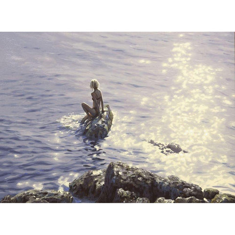 Mermaid by Sunshine Water Black Modern Wood Framed Art Print by Adamov, Alexey