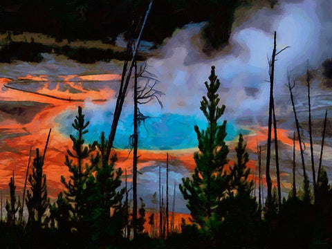 Memory of Yellowstone Black Ornate Wood Framed Art Print with Double Matting by Medeiros, Celito