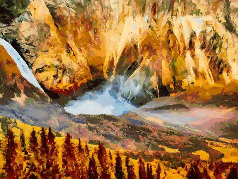 Great Yellowstone NP 2 Black Ornate Wood Framed Art Print with Double Matting by Medeiros, Celito