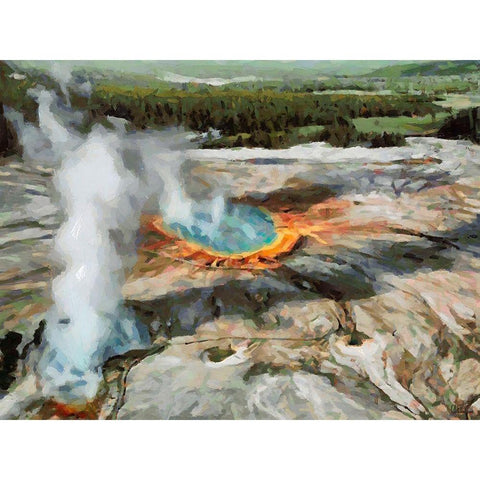 Great Yellowstone NP 4 Gold Ornate Wood Framed Art Print with Double Matting by Medeiros, Celito