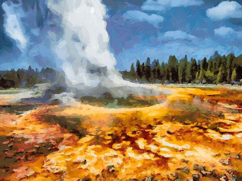 Great Yellowstone NP 5 Black Ornate Wood Framed Art Print with Double Matting by Medeiros, Celito