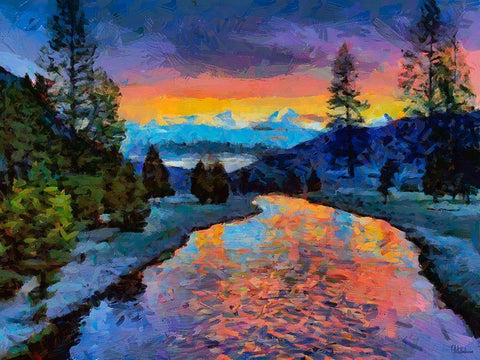 Great Yellowstone NP 8 White Modern Wood Framed Art Print with Double Matting by Medeiros, Celito
