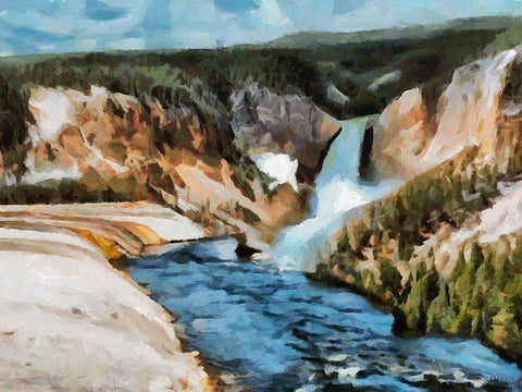 Great Yellowstone NP 9 White Modern Wood Framed Art Print with Double Matting by Medeiros, Celito